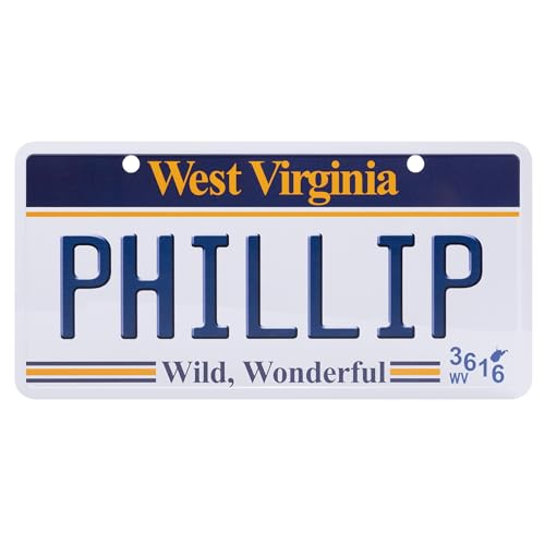 USA Staatskennzeichen mit Namen. Namensschild aus Aluminium. Wandschild, Tafel, Türschild. US-Kennzeichen. Schild mit Saugnäpfen. (Phillip) von power gift