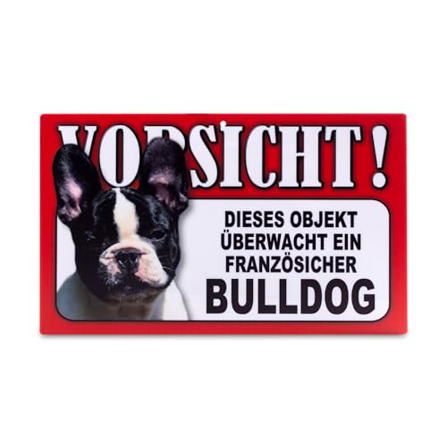power gift - Auffallendes Warnschild. Schild mit lustigen Text und Hunde Abbildung. Tor, Tür und Gartenschild. Warnzeichen. Sicherheitsschild. Tafel. Tierwarnschild. (FRANZÖSISCHE BULLDOGGE) von power gift