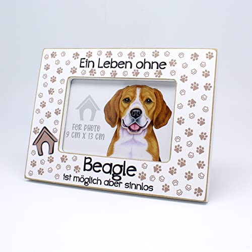 power gift Bilderrahmen mit BEAGLE Spruch. Rahmen mit Hunde Motiv. Foto, Fotorahmen aus Holz zum Aufstellen oder Aufhängen. Geschenk für jeden Hundeliebhaber. von power gift