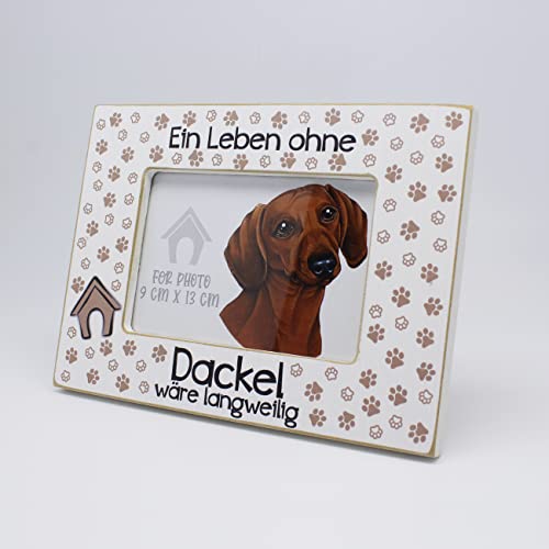 power gift DACKEL/DACHSHUND - Bilderrahmen mit Spruch. Fotorahmen zum Aufstellen oder Aufhängen. Wohnungsdekoration. Geschenk für jeden Hundehalter/Dackelbesitzer. von power gift