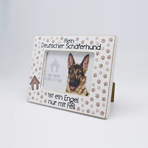 power gift Bilderrahmen mit DEUTSCHER SCHÄFERHUND Spruch. Rahmen mit Hunde Motiv. Foto, Fotorahmen aus Holz zum Aufstellen oder Aufhängen. Geschenk für jeden Hundeliebhaber. von power gift