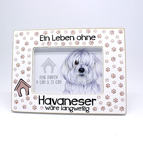 power gift HAVANESER - Bilderrahmen mit Spruch. Fotorahmen zum Aufstellen oder Aufhängen. Wohnungsdekoration. Geschenk für jeden Hundehalter/Havaneserbesitzer. von power gift