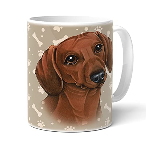 power gift DACHSHUND RED/DACKEL (19) - Becher mit Hundemotiv. Kaffeetasse mit fröhlichem Text. Lieblingsbecher. Einmaliges Geschenk für jeden Hundeliebhaber. von power gift