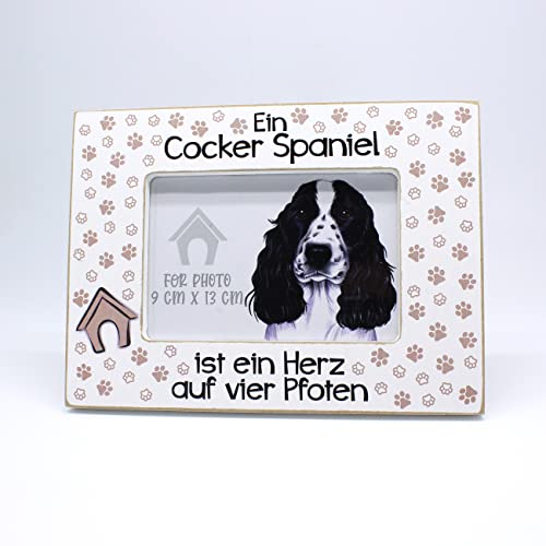 power gift ENGLISCH COCKER SPANIEL - Bilderrahmen mit Spruch. Fotorahmen zum Aufstellen oder Aufhängen. Wohnungsdekoration. Geschenk für jeden Hundehalter - Spanielbesitzer. von power gift