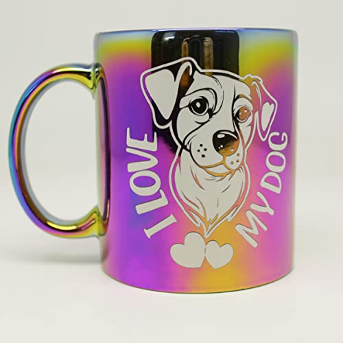 power gift Kaffeetasse I LOVE MY DOG. Metallic Becher mit Hundemotiv. Teetasse. Geschenk für Frauchen, Herrchen, alle Hunden Liebhaber und Besitzer. von power gift