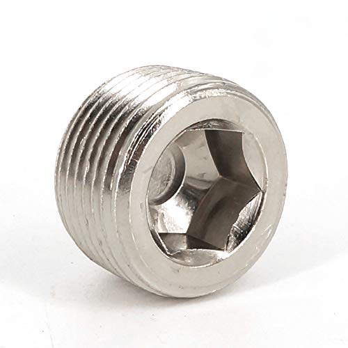 POWERTOOL Gewinde-Rohrverschraubung, BSP-Gewinde, Rohrverschraubung, Edelstahl, Innensechskant-Gewinde, Rohrstopfen, 3/8 Zoll NPT-Außengewinde von power tool