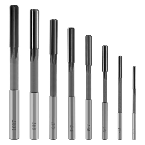 POWERTOOL HSS-Reibahlen, gerader Schaft, Handreibahlen, 8 Stück (3–10 mm), H7, langlebiges HSS-Reibahlen-Set von power tool