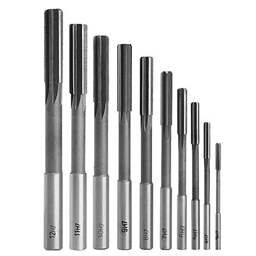 POWERTOOL HSS-Reibahle, gerader Schaft, Handreibahlen, 9 Stück (2–10 mm), H7, langlebiges HSS-Reibahlen-Set von power tool