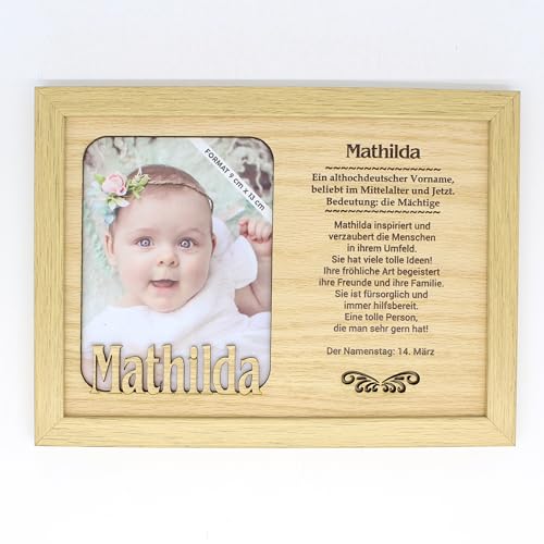 power gift MATHILDA - Bilderrahmen mit Namen. Foto. Fotorahmen zum aufstellen oder aufhängen. Porträtrahmen. Rahmen mit Namensbeutung. Geschenk. Passend zu jedem Anlass. von power gift