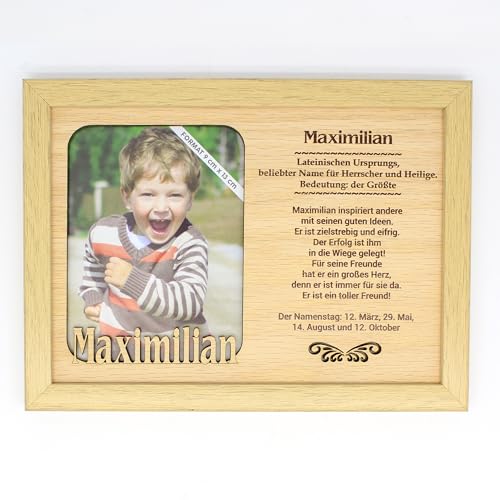 power gift MAXIMILIAN - Bilderrahmen mit Namen und Namensbedeutung. Fotorahmen stehend und hängend, Schönes und Originelles Geschenk für jeden Anlass. von power gift