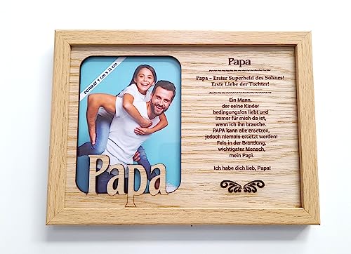 power gift PAPA - Bilderrahmen Holz, Deko Bilder mit Rahmen, Fotorahmen stehend und hängend - Picture Frame Deko Wohnzimmer Fotografie Foto Bild Porträt. von power gift