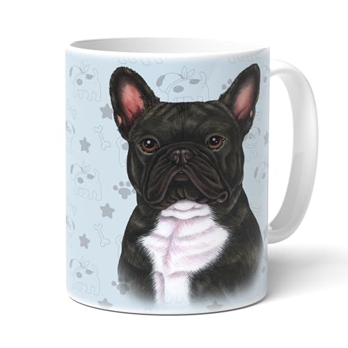 FRANZÖSISCHE BULLDOGGE (D) - Kaffeetasse, Becher, Teetasse aus hochwertiger Keramik. Kaffeebecher mit schöner Grafik und Spruch in deutscher Sprache. Praktisches Geschenk. von power gift