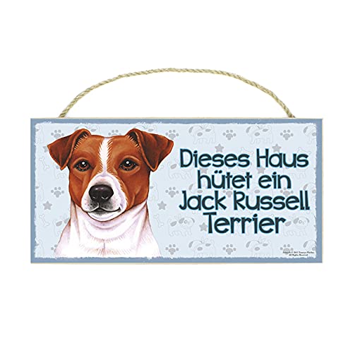 power gift Jack Russel Terrier Haustierschild mit Spruch und realistischer Grafik. Als Tür, Torschild, Wanddekoration geeignet Tierfreund. von power gift