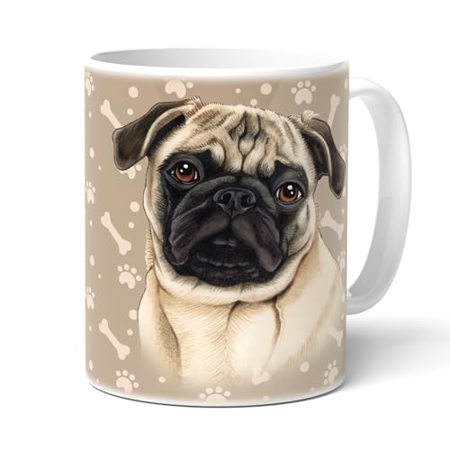 MOPS (46) - Kaffeetasse, Becher, Teetasse aus hochwertiger Keramik. Kaffeebecher mit schöner Grafik und Spruch in deutscher Sprache. Praktisches Geschenk. von power gift