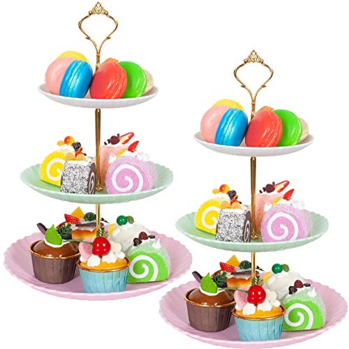 powerking 3-Tier Cupcake Stand Kuchen Stand mit Kunststoff Tier Serving Tablett für Desserts, Süßigkeiten und Leckereien für Hochzeit, Geburtstag, Tee Party von powerking