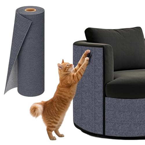 powerking Anti Cat Kratzer Couch Möbel Protector Selbstklebende Kratzer Pad für Sofa Teppich von Cat Krallen Trimmbare DIY Wandschützer Scratcher Deterren Sticky Wandmatte 40 * 200cm (Tiefgrau) von powerking