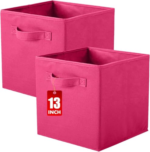 powerking Aufbewahrungsbox Organizer aus Stoff, 2 Stück faltbar Aufbewahrungswürfel Aufbewahrung Box in Würfelform, 33 x 33 x 33 cm, Fuchsia powerking Aufbewahrungsbox Organizer aus Stoff, 2 Stück faltbar Aufbewahrungswürfel Aufbewahrung Box in Würfelform, 33 x 33 x 33 cm, Fuchsia von powerking