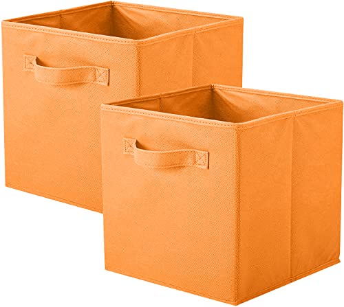 powerking Aufbewahrungsbox, 2er Pack Faltbare Aufbewahrungswürfel Aufbewahrungsbox aus Stoff in Würfelform, Orange, (PKUS-809-L2) von PowerKing