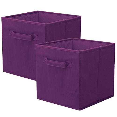 powerking Aufbewahrungsbox, 2er faltbar Aufbewahrungswürfel Aufbewahrung Box aus Stoff in Würfelform - Violett von powerking
