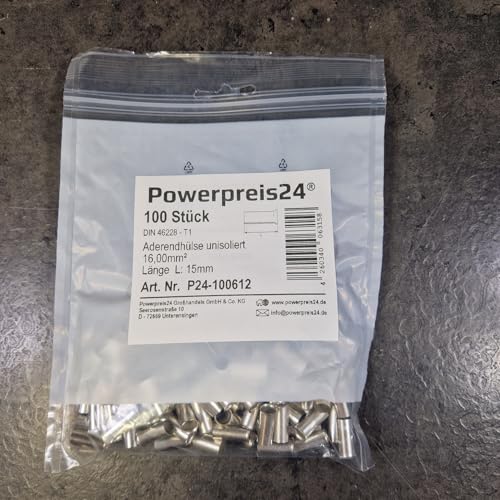 100 Stück 16,0 mm² Aderendhülsen unisoliert blank von powerpreis24de 100 Stück 16,0 mm² Aderendhülsen unisoliert blank von powerpreis24de von powerpreis24