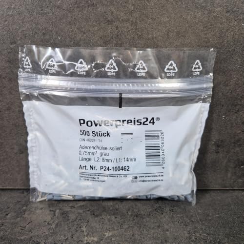 500 Stück 0,75 mm² Aderendhülsen isoliert grau von powerpreis24de 500 Stück 0,75 mm² Aderendhülsen isoliert grau von powerpreis24de von powerpreis24