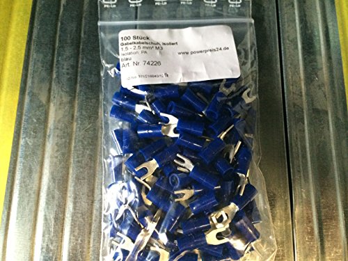 100 Stück Gabel-Kabelschuh isoliert 1,5-2,5mm² M3 blau von powerpreis24de von powerpreis24de