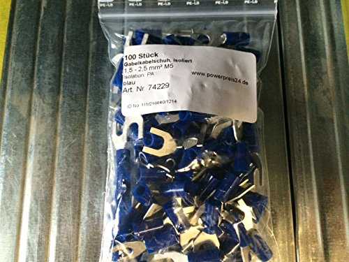 100 Stück Gabel-Kabelschuh isoliert 1,5-2,5mm² M5 blau von powerpreis24de von powerpreis24de