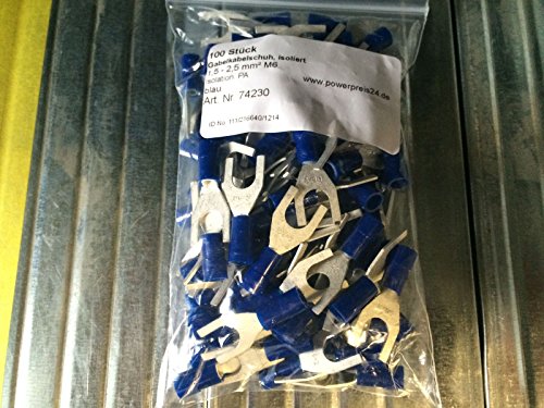 100 Stück Gabel-Kabelschuh isoliert 1,5-2,5mm² M6 blau von powerpreis24de von powerpreis24de