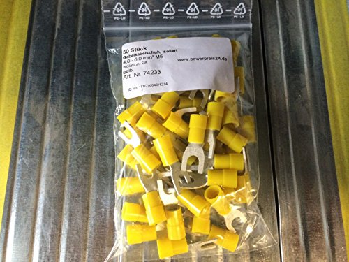 100 Stück Gabel-Kabelschuh isoliert 4,0-6,0mm² M5 gelb von powerpreis24de von powerpreis24de