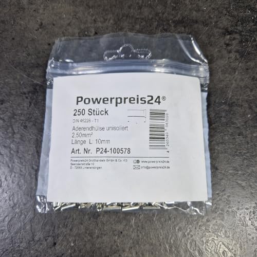 250 Stück 2,5mm² Aderendhülsen unisoliert blank von powerpreis24de 250 Stück 2,5mm² Aderendhülsen unisoliert blank von powerpreis24de von powerpreis24