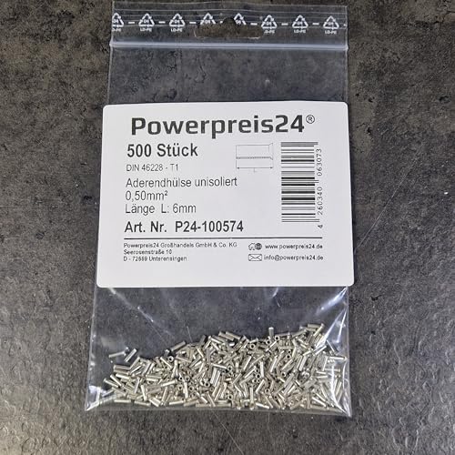 500 Stück 0,5mm² Aderendhülsen unisoliert blank von powerpreis24de von powerpreis24