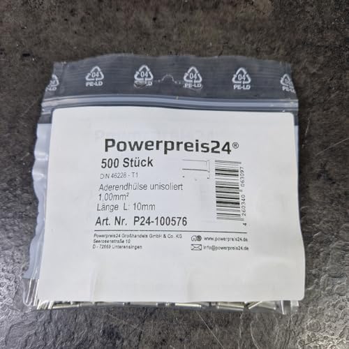 500 Stück 1 mm² Aderendhülsen unisoliert blank von powerpreis24de 500 Stück 1 mm² Aderendhülsen unisoliert blank von powerpreis24de von powerpreis24