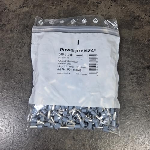 500 Stück 4 mm² Aderendhülsen isoliert grau von powerpreis24de 500 Stück 4 mm² Aderendhülsen isoliert grau von powerpreis24de von powerpreis24