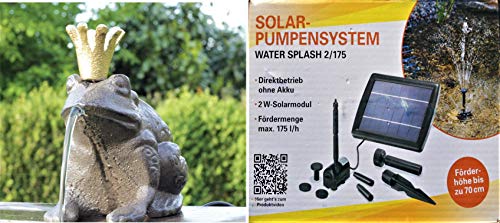 powershop11 Wasserspeier Froschkönig Guß 13 cm mit Solarpumpe von powershop11