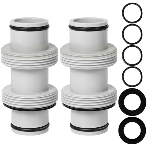 powglass Poolschlauch 38mm Verbinder,2 Stück Schlauchverbinder 38mm,poolschlauch Adapter mit 4 Stück Unterlegscheiben,Pool Schlauchverbinder Verlängerung (Grau) von powglass