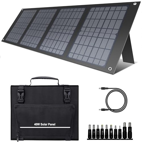 Powkey Faltbares Solarpanel 40Watt Tragbares Solarpanel, Solarladegerät mit USB Type-C QC3.0 DC Ausgang, Monokristallines Solarmodul für Wohnmobil Camping Powerstation Mobiltelefone von powkey