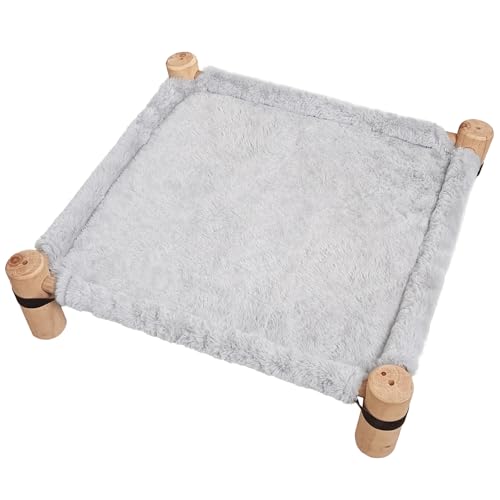 Pozico Katzenhängemattenbett - Hölzernes erhöhtes Katzen-/Hundebett mit Plüsch-Winterstoff - Erhöhtes Haustierbett Möbel für kleine Hunde, Katzen & Kleintiere - Warme Indoor-Liege - Tragbar & Waschbar Pozico Katzenhängemattenbett - Hölzernes erhöhtes Katzen-/Hundebett mit Plüsch-Winterstoff - Erhöhtes Haustierbett Möbel für kleine Hunde, Katzen & Kleintiere - Warme Indoor-Liege - Tragbar & Waschbar von pozico