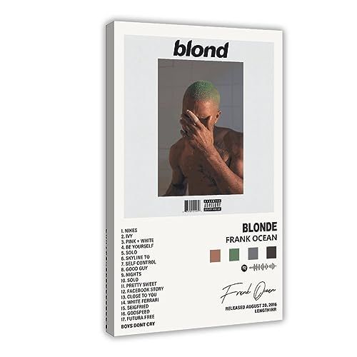 ppARK Frank Ocean Blonde Leinwand Poster für Raum Ästhetisches Album, Wandkunst, Modernes Dekor, Teenager-Geschenk 12x18 Zoll Rahmen von ppARK