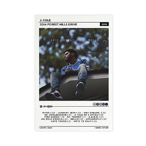 ppARK J.Cole Album Cover Leinwand Poster Rapper Druck, Musikästhetische Wandkunst für Wohnheim Zimmer Dekoration Ungerahmt 12x18 Zoll von ppARK