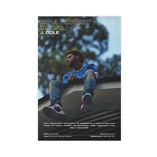 ppARK J.Cole I Album Cover Leinwand Poster Rapper Druck, Musikästhetische Wandkunst für Wohnheim Zimmer Dekoration Ungerahmt 12x18 Zoll von ppARK