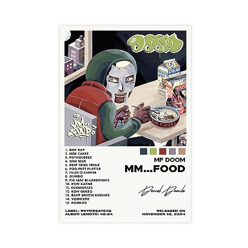 ppARK MF DOOM Poster MM..FOOD Rapper Leinwand Druck Ästhetik Album Cover Bild Wandkunst Zimmer Schlafsaal Dekor 16x24 Zoll Ungerahmt von ppARK