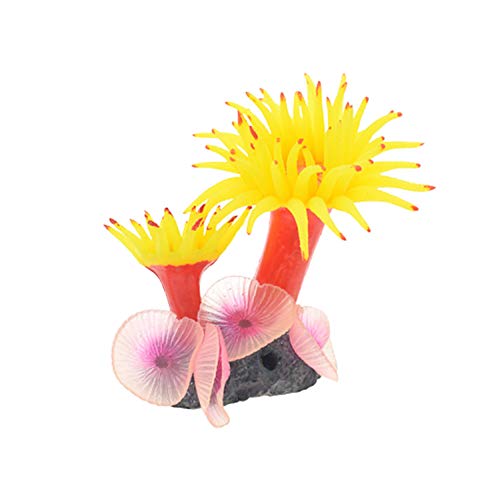 ppactvo Aquarium Pflanzen Aquarium Pflanzen Echt Simulation Sanft Kieselgel Seeanemone Koralle Wasserpflanzen Aquarium Pflanzen Aquarium Yellow,9cm von BOENTA