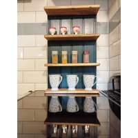 Gewürzregal Hängeregal Tassenregal Shabby Loftstyl Dunkelgrün/ Natur Nuss von ppicture
