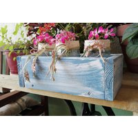 Holzbox Gewürzbox Blumenkasten Toolbox Shabby Loftstyle Weiß/Blau von ppicture