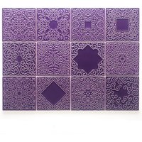 Handgefertigte Violette Wandfliesen, 12 Ornamente von pracowniazona