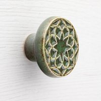 Möbelknopf Aus Keramik Nr.1, Dunkelgrün Mit Braunen Sprenkeln von pracowniazona