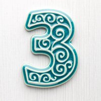 Wohnung Nummer, Zahl 3 Türkis von pracowniazona