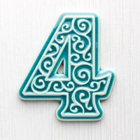 Wohnung Nummer, Zahl 4 Türkis von pracowniazona