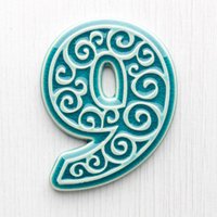 Wohnung Nummer, Zahl 9 Türkis von pracowniazona