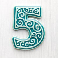 Wohnungsnummer, Zahl 5 Türkis von pracowniazona